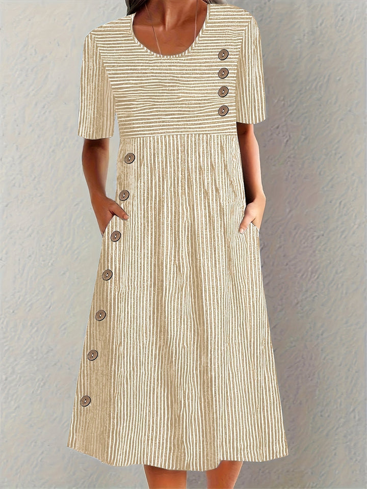 Women's Striped Relaxed Midi Dress