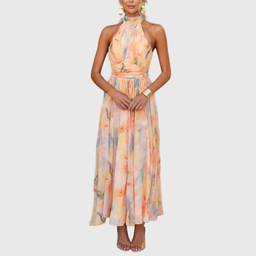 Women's Halter Neck Open Back Maxi Dress