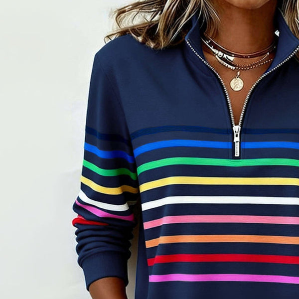 Women's Striped Quarter Zip Pullover