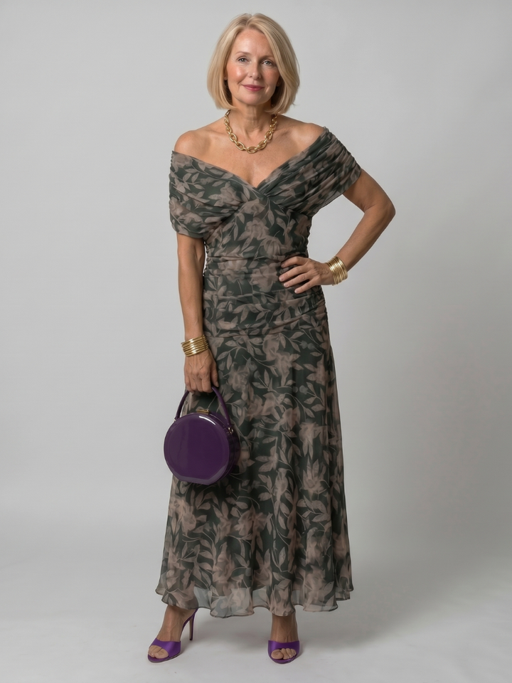 Women's Off Shoulder Flared Midi Dress