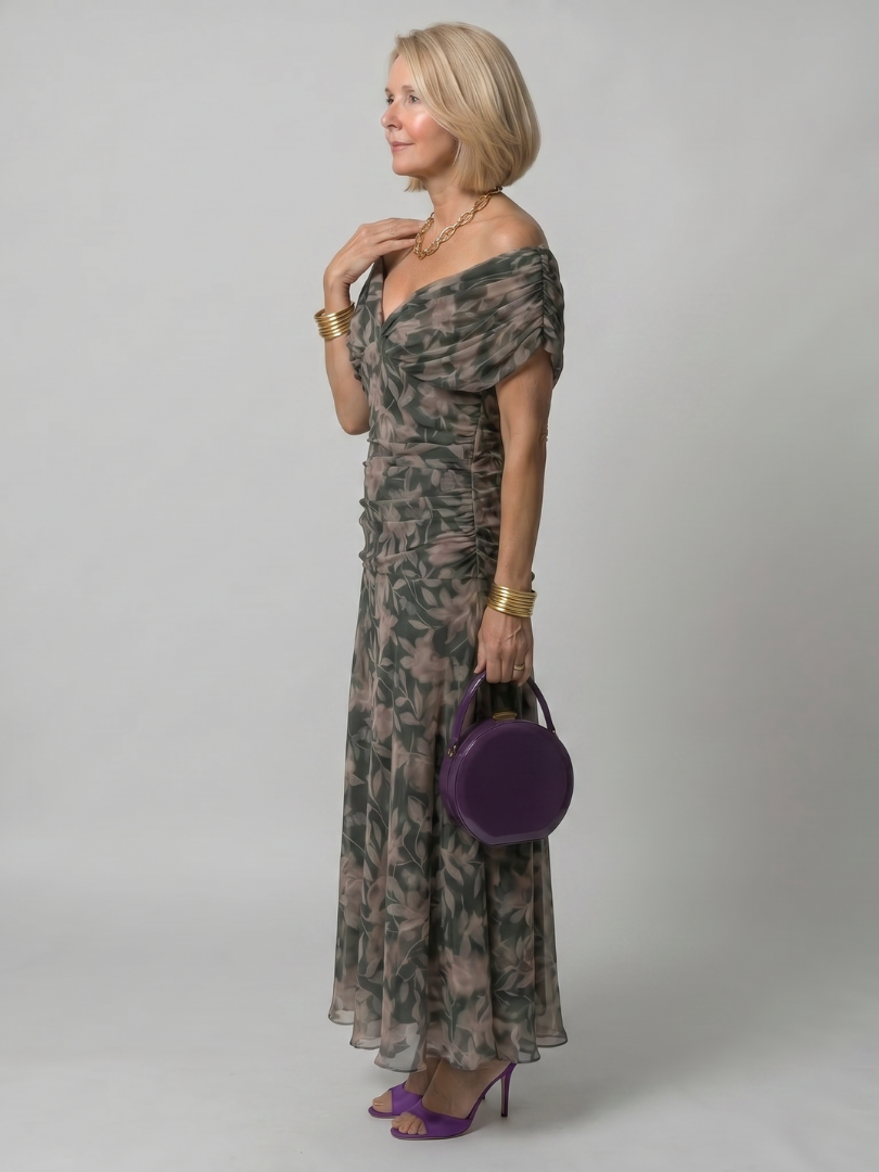 Women's Off Shoulder Flared Midi Dress