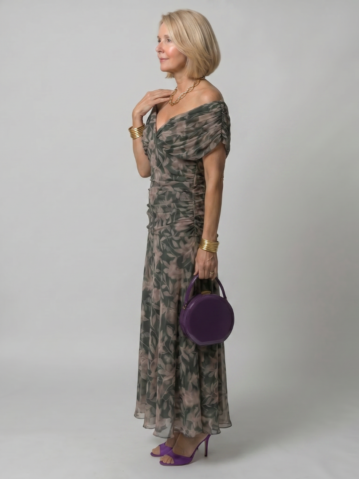 Women's Off Shoulder Flared Midi Dress