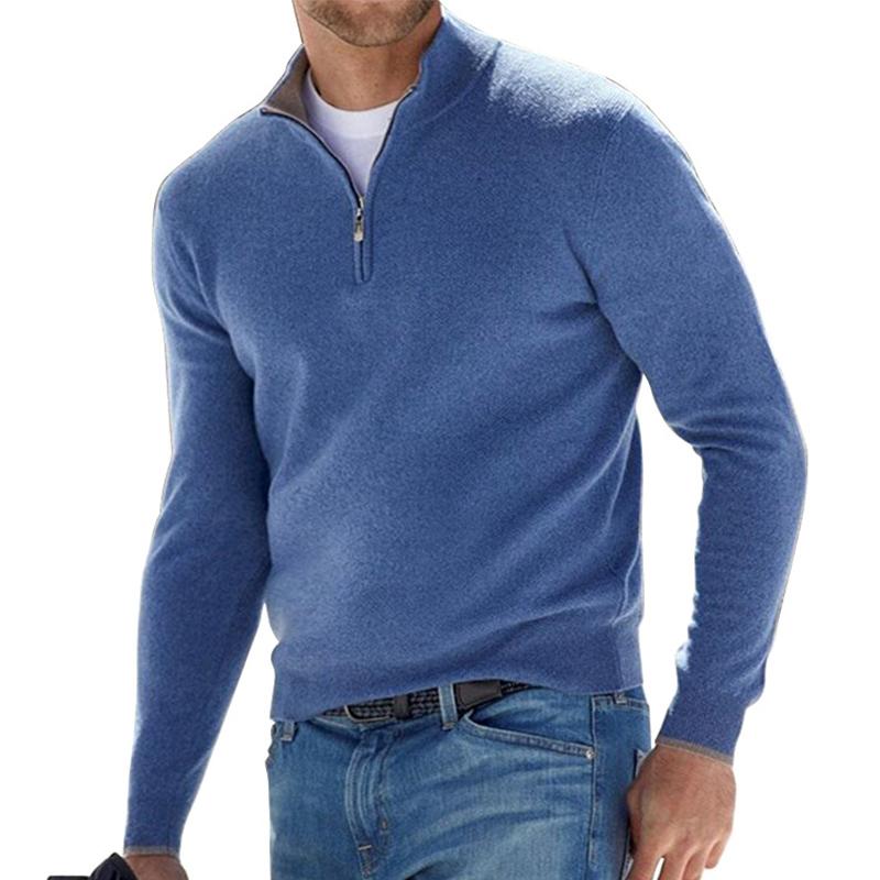 Men's Quarter Zip Ribbed Sweater