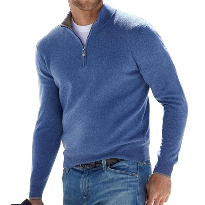 Men's Quarter Zip Ribbed Sweater