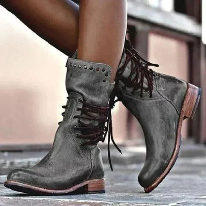 Women's Lace Up Faux Leather Boots
