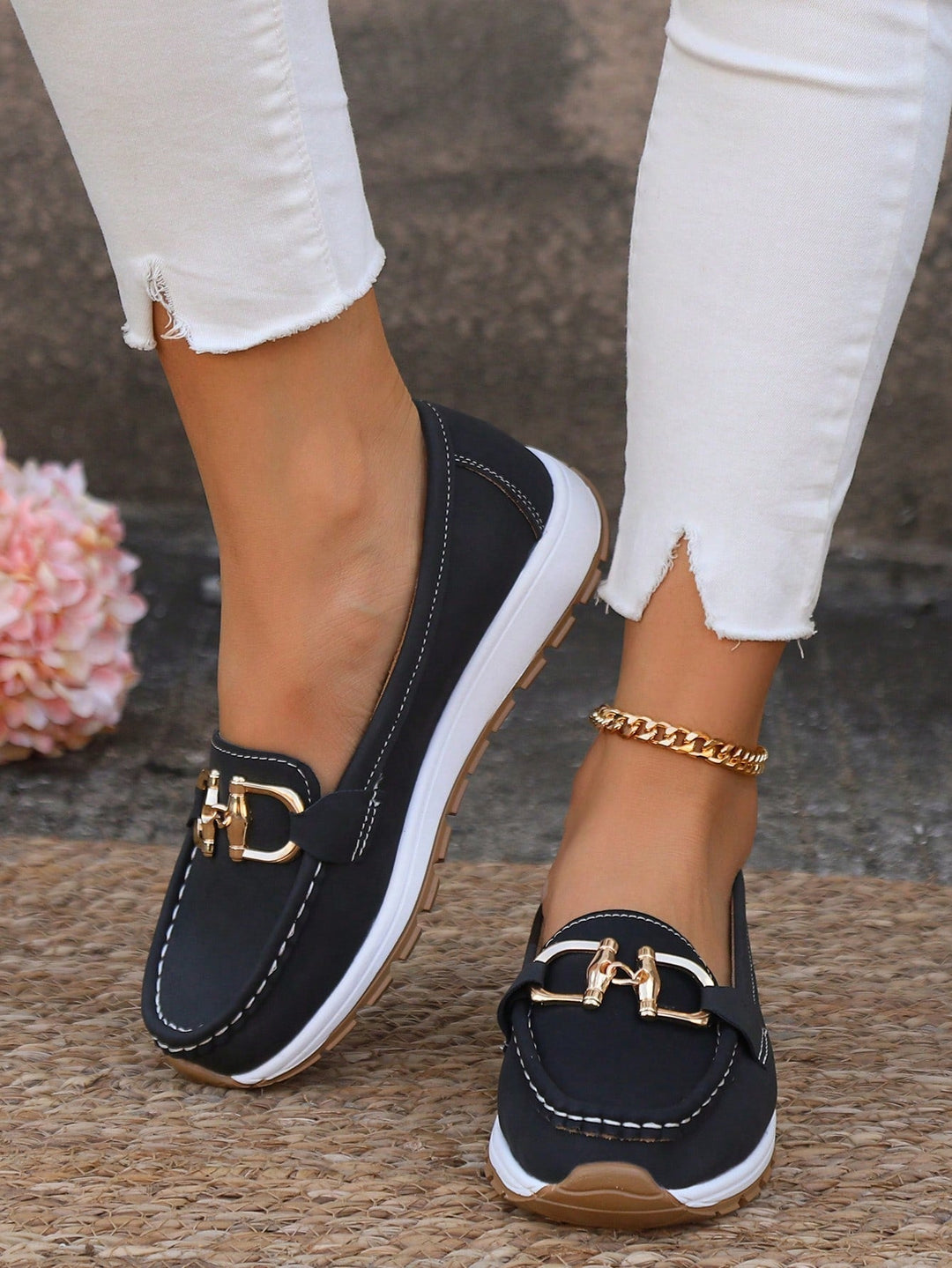 Women's Non Slip Flat Buckle Loafers