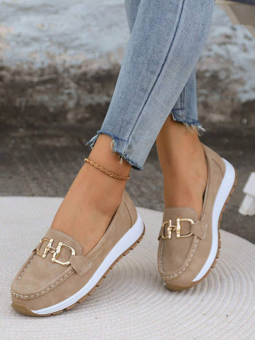 Women's Non Slip Flat Buckle Loafers