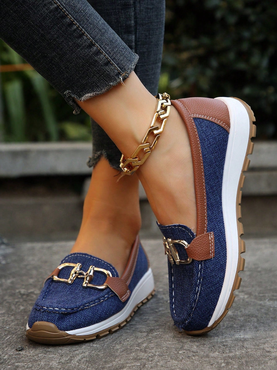 Women's Non Slip Flat Buckle Loafers