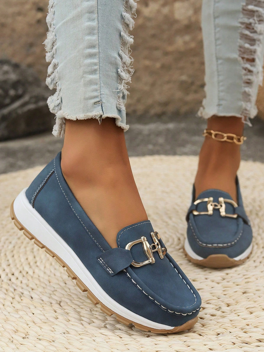 Women's Non Slip Flat Buckle Loafers