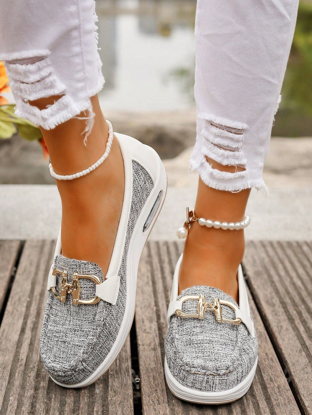 Women's Non Slip Flat Buckle Loafers