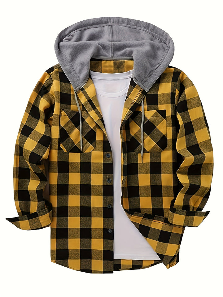 Men's Relaxed Hooded Plaid Overshirt