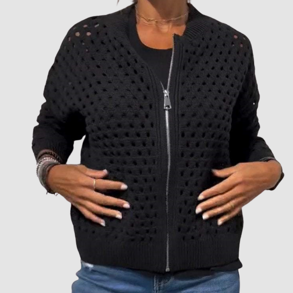 Women's Loose Knit Zip Up Cardigan