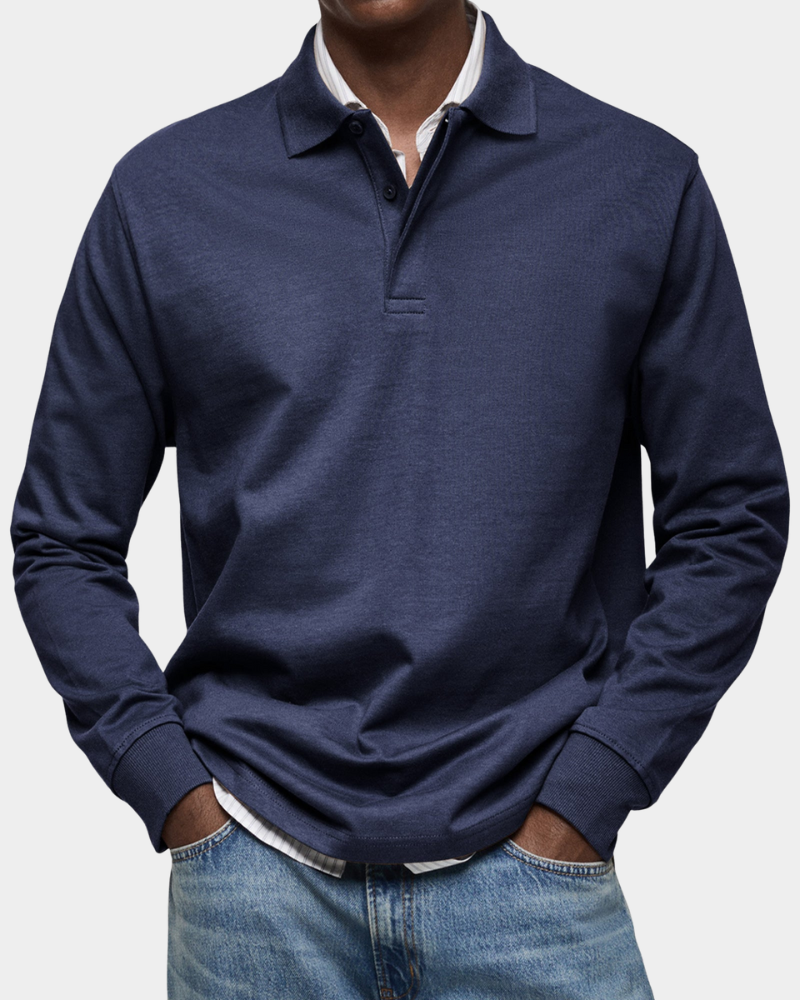 Men's Structured Collar Long Sleeve Polo