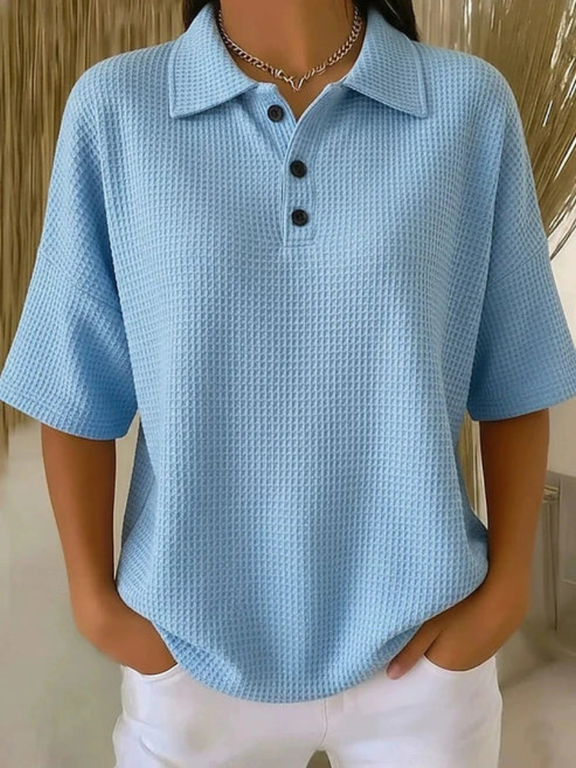 Women's Textured Relaxed Polo Top