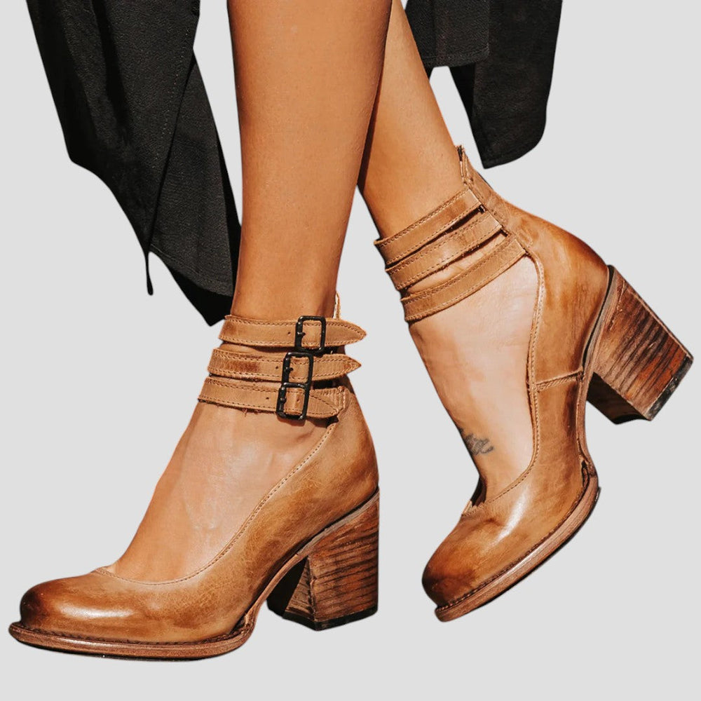 Women's Strappy Block Heel Ankle Boots