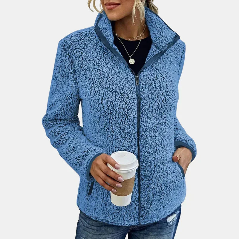 Women's Contrast Trim Stand Collar Jacket