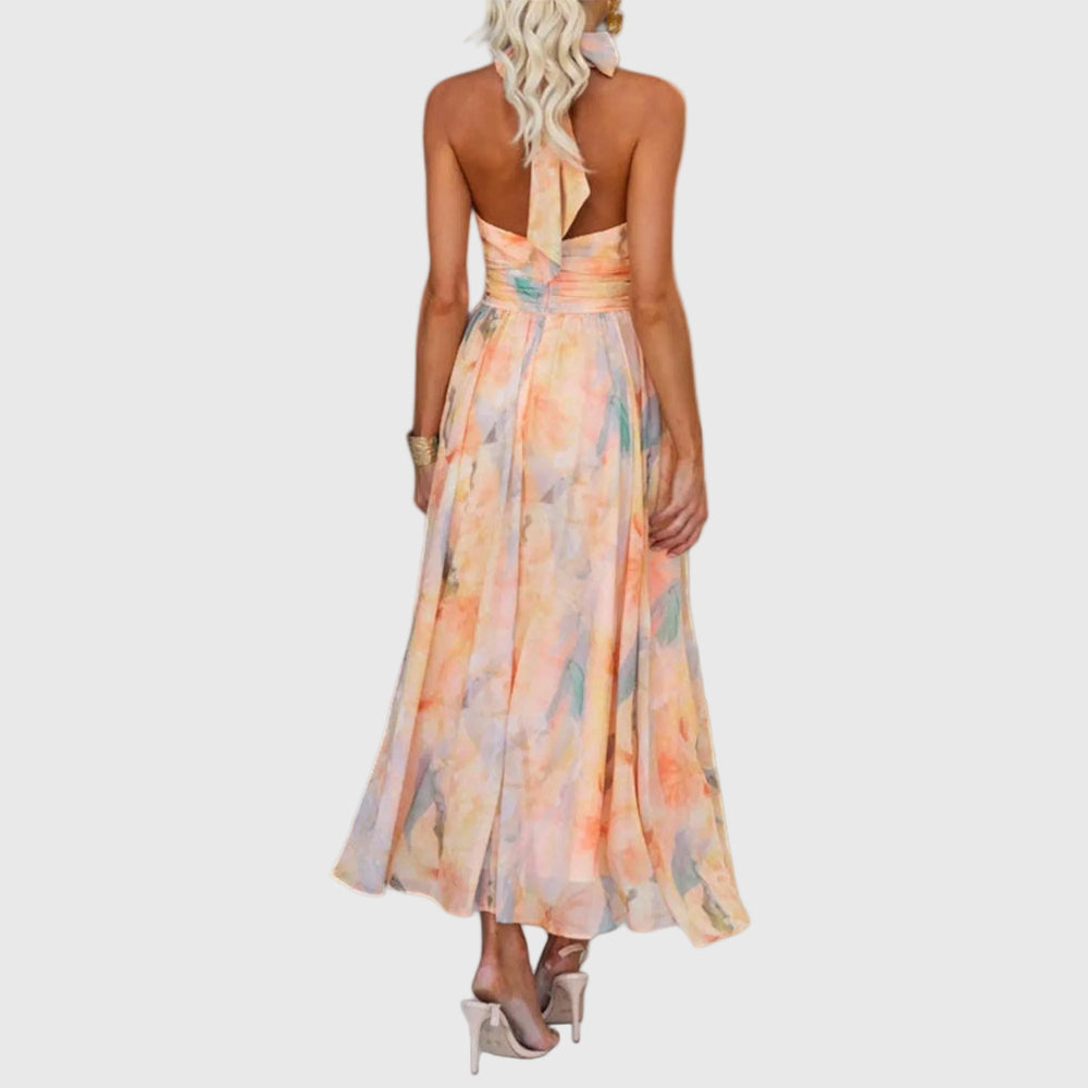 Women's Halter Neck Open Back Maxi Dress
