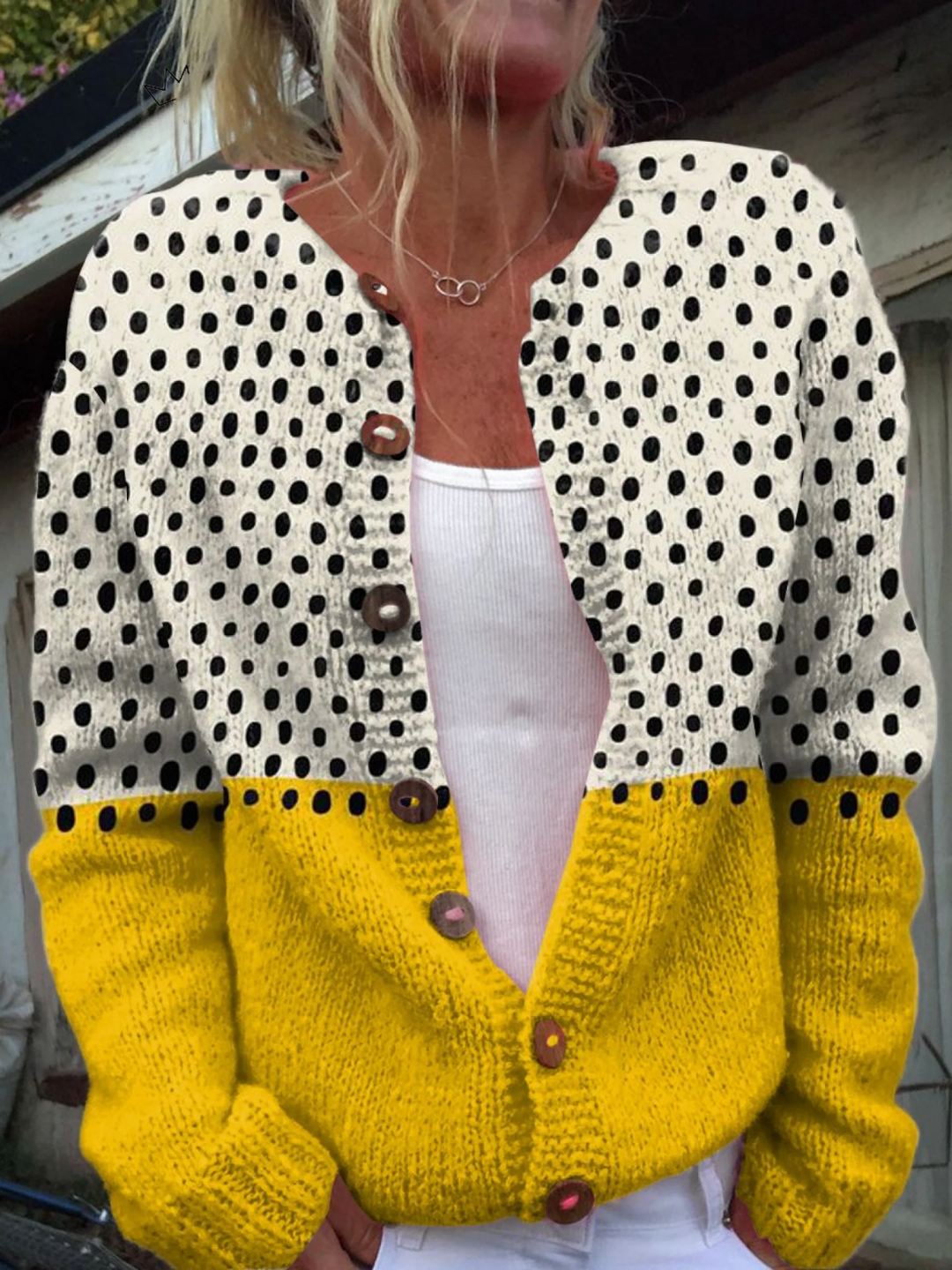 Women's Geometric Print Knit Cardigan - Multicolor