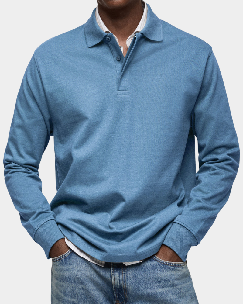 Men's Structured Collar Long Sleeve Polo