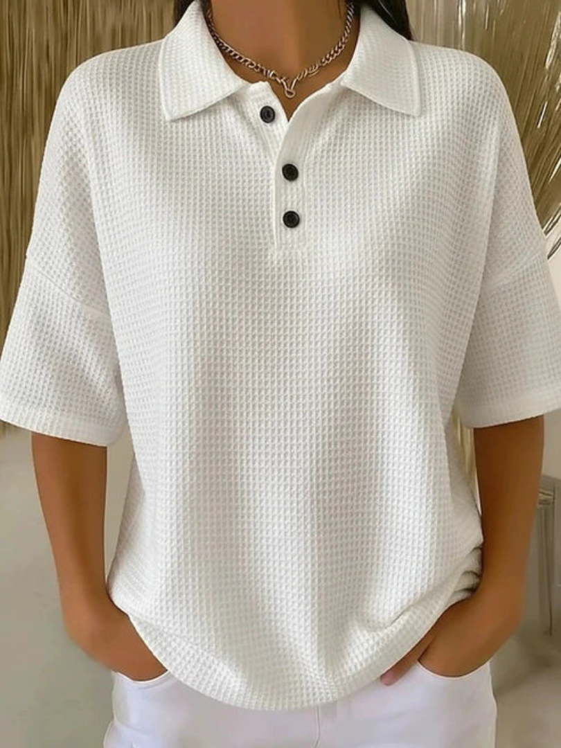 Women's Textured Relaxed Polo Top