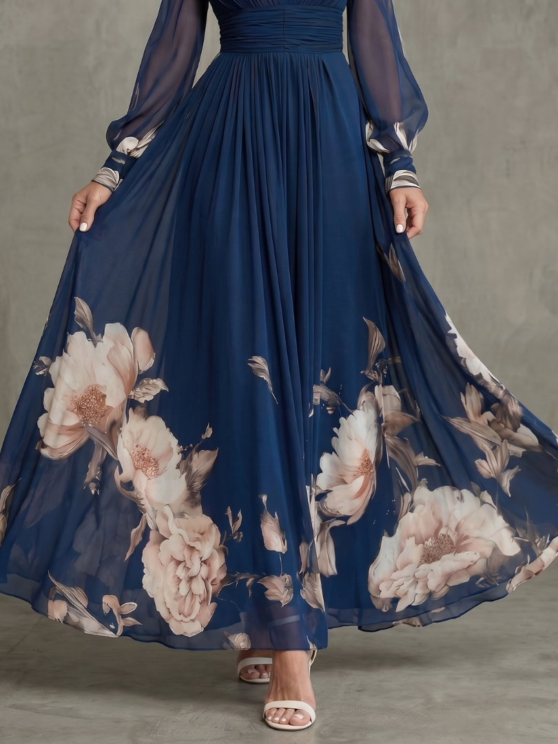 Women's Pleated Maxi Evening Dress