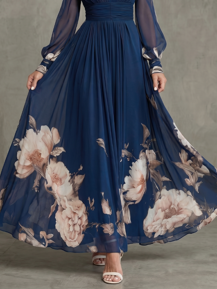 Women's Pleated Maxi Evening Dress