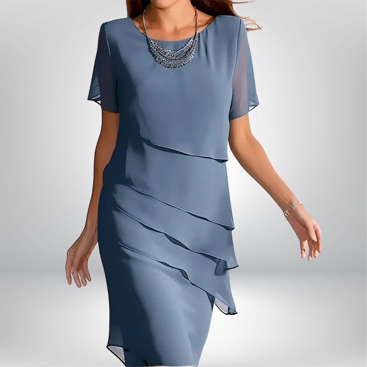 Women's Layered Short Sleeve Midi Dress