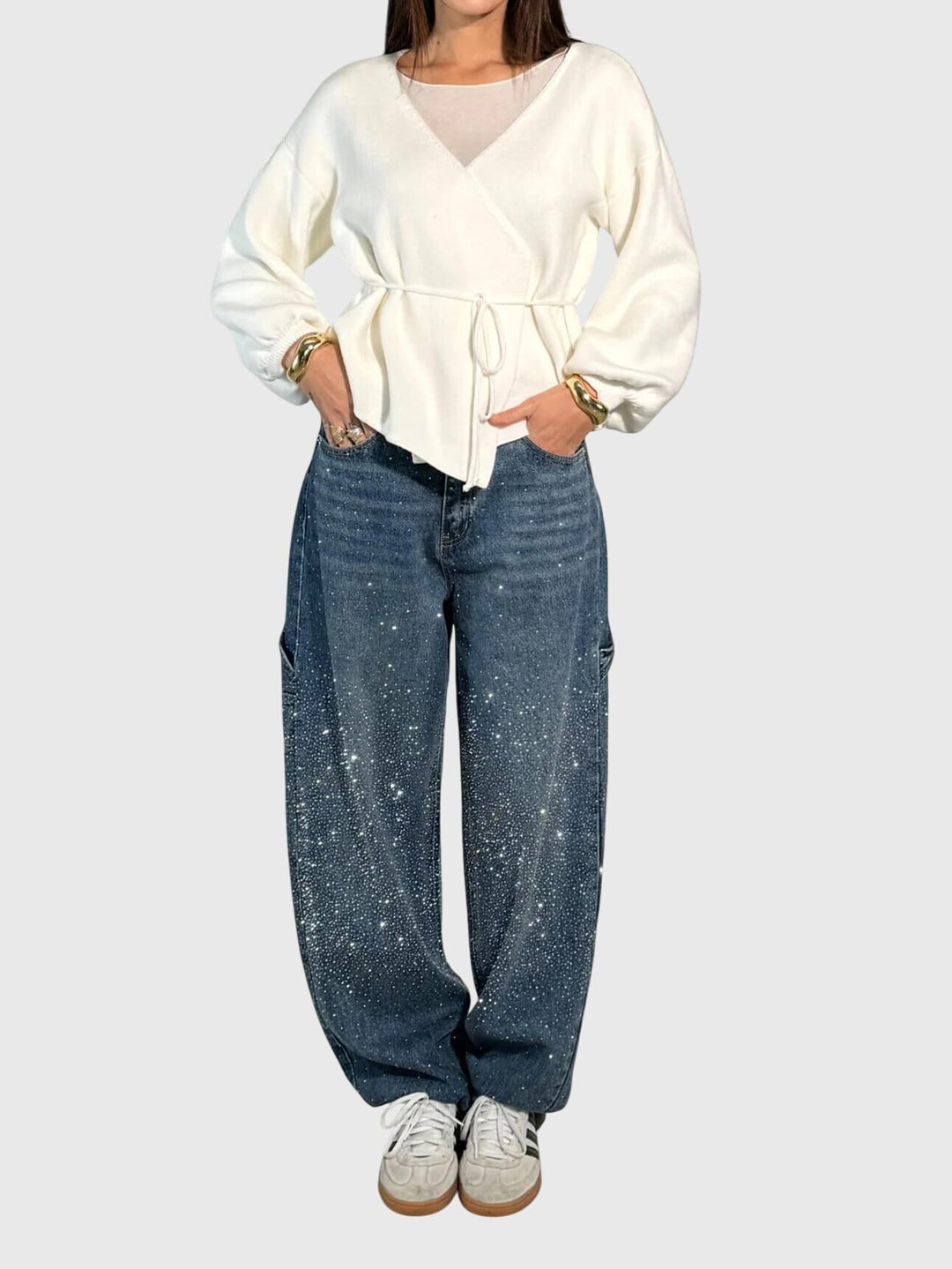 Women's Rhinestone Relaxed Fit Pants
