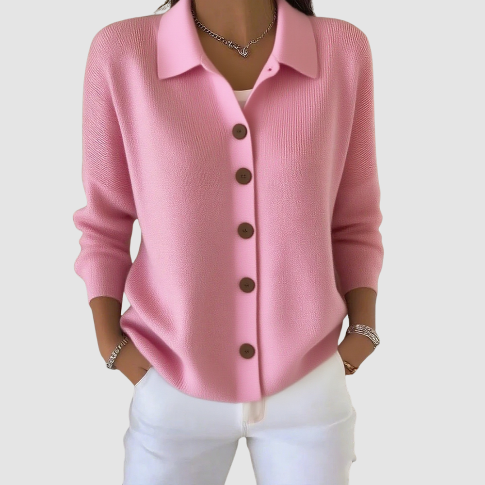 Women's Collared Button Front Knit Cardigan