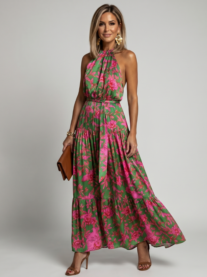 Women's Draped Halter Midi Dress