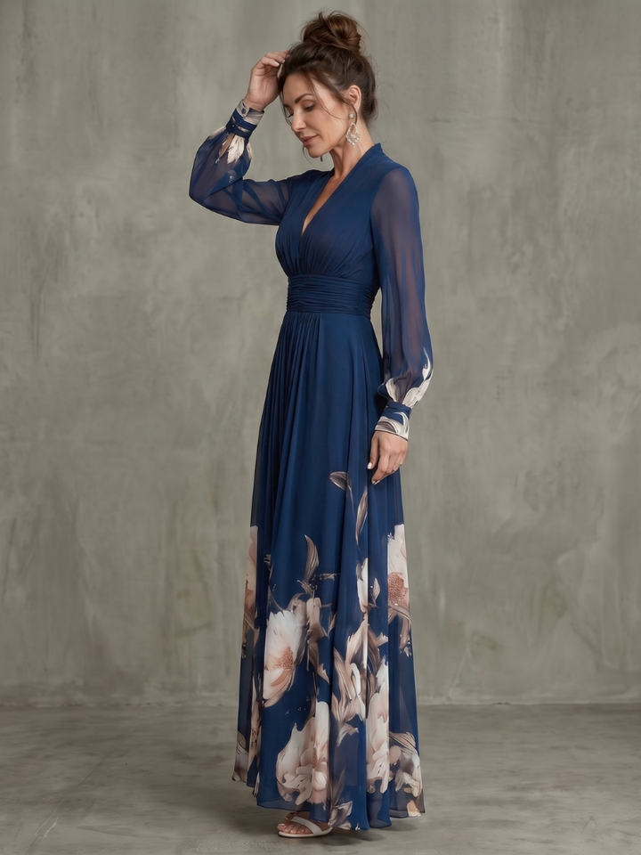 Women's Pleated Maxi Evening Dress