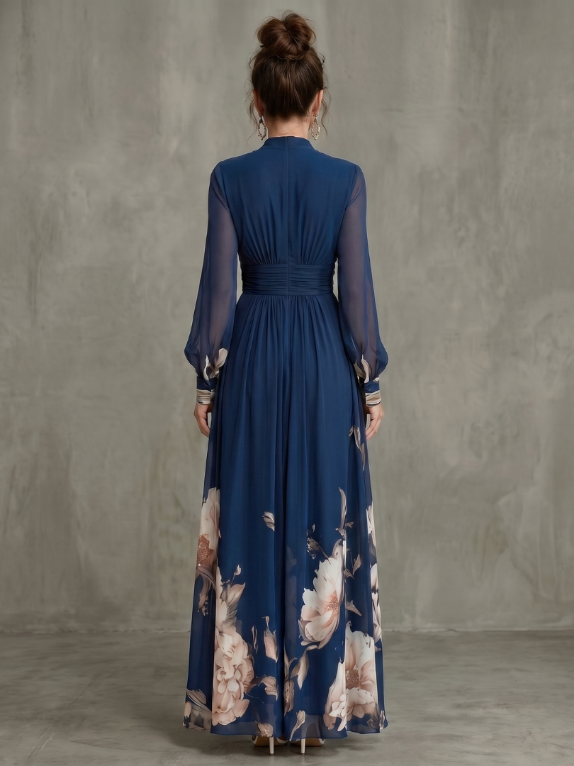 Women's Pleated Maxi Evening Dress