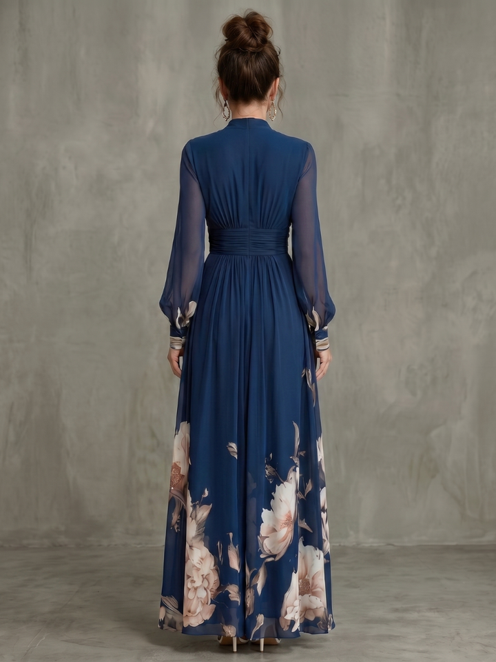 Women's Pleated Maxi Evening Dress