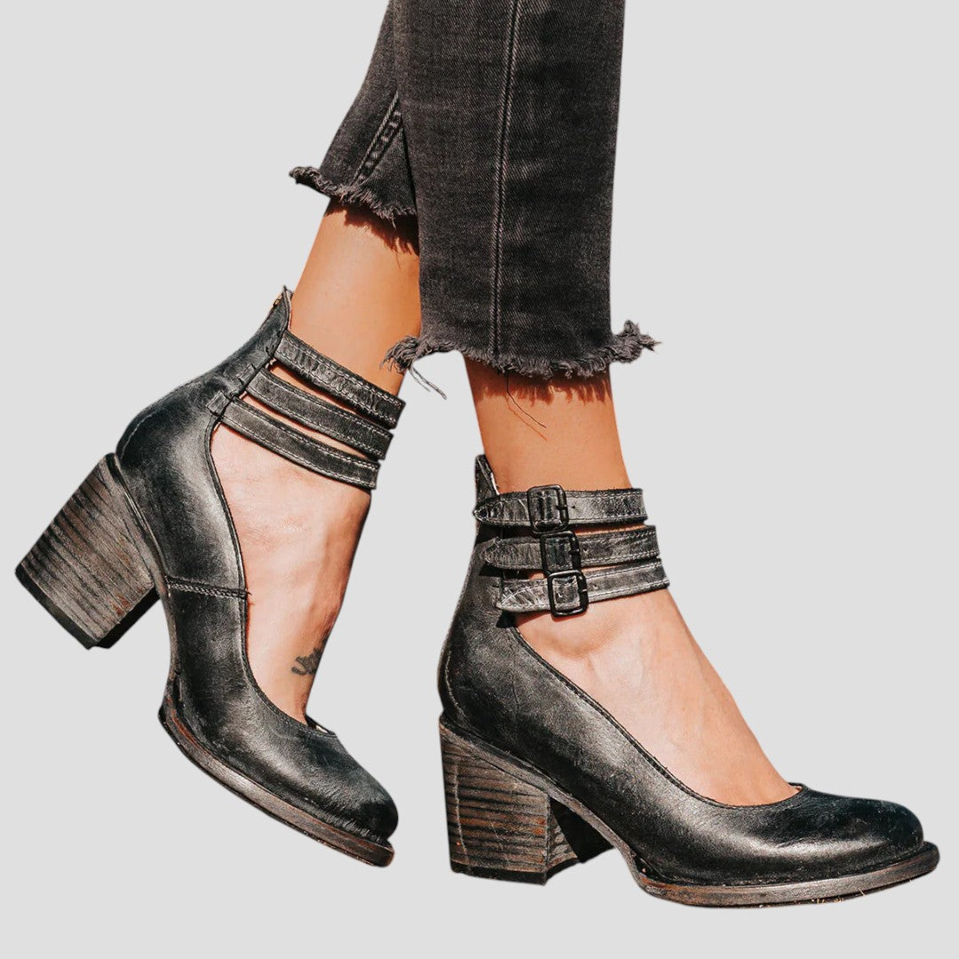 Women's Strappy Block Heel Ankle Boots