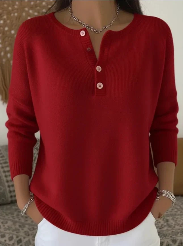 Women's Henley Button Front Knit Sweater
