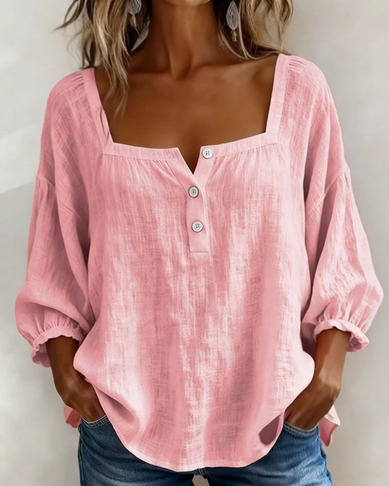 Women's Lantern Sleeve Square Neck Blouse