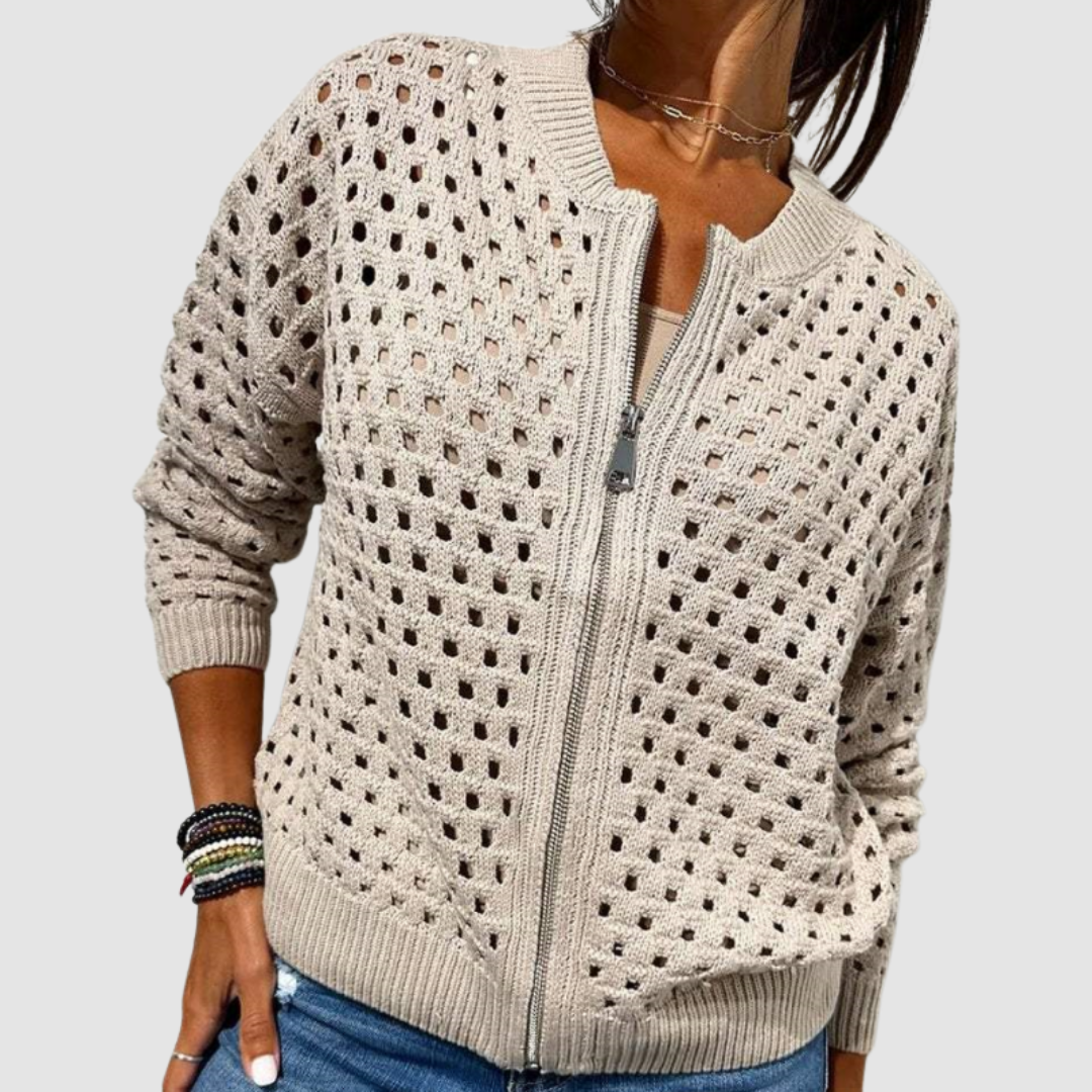 Women's Loose Knit Zip Up Cardigan