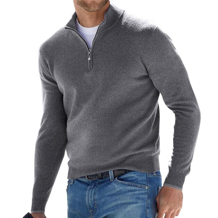 Men's Quarter Zip Ribbed Sweater