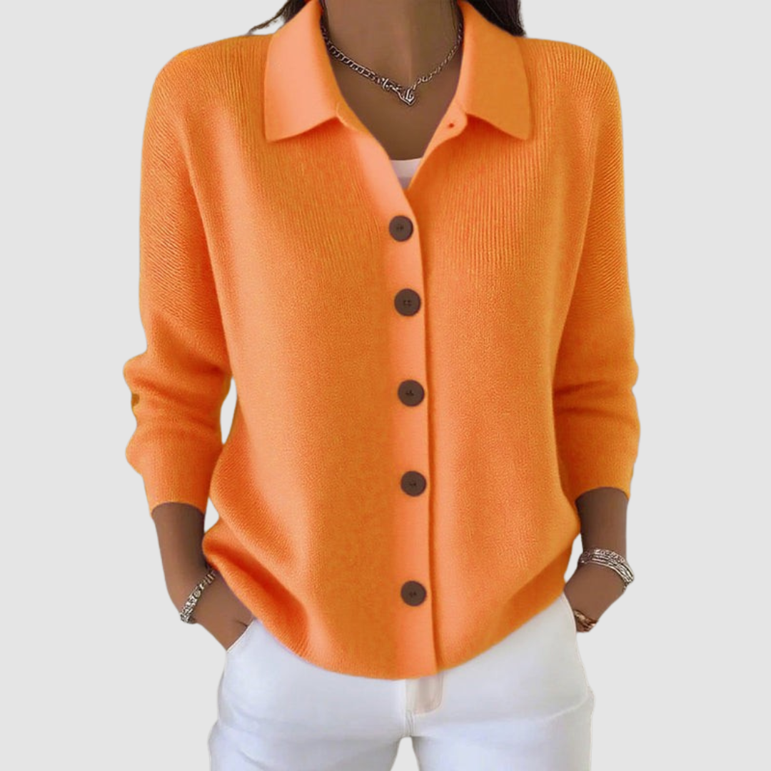 Women's Collared Button Front Knit Cardigan