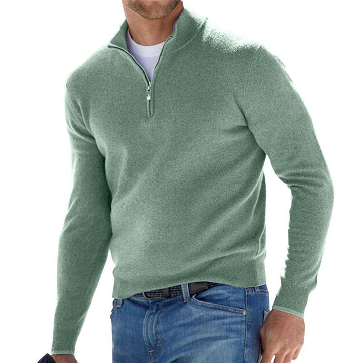 Men's Quarter Zip Ribbed Sweater