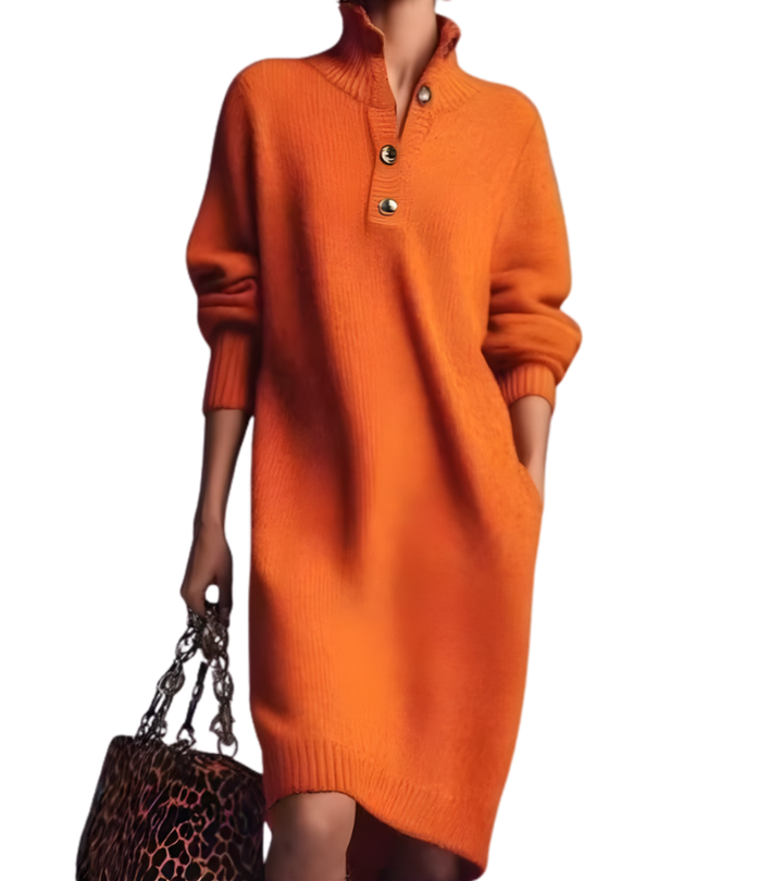 Women's High Collar Knit Pocket Dress