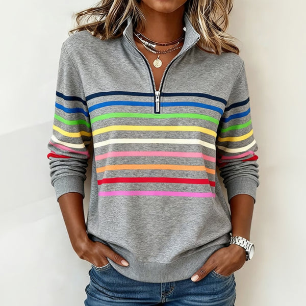 Women's Striped Quarter Zip Pullover