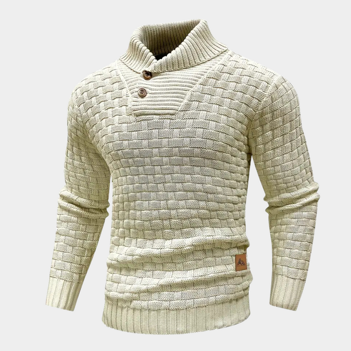 Men's Braided Texture Stand Collar Sweater