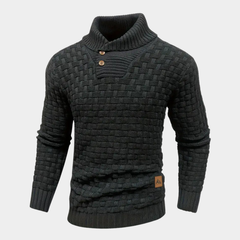 Men's Braided Texture Stand Collar Sweater