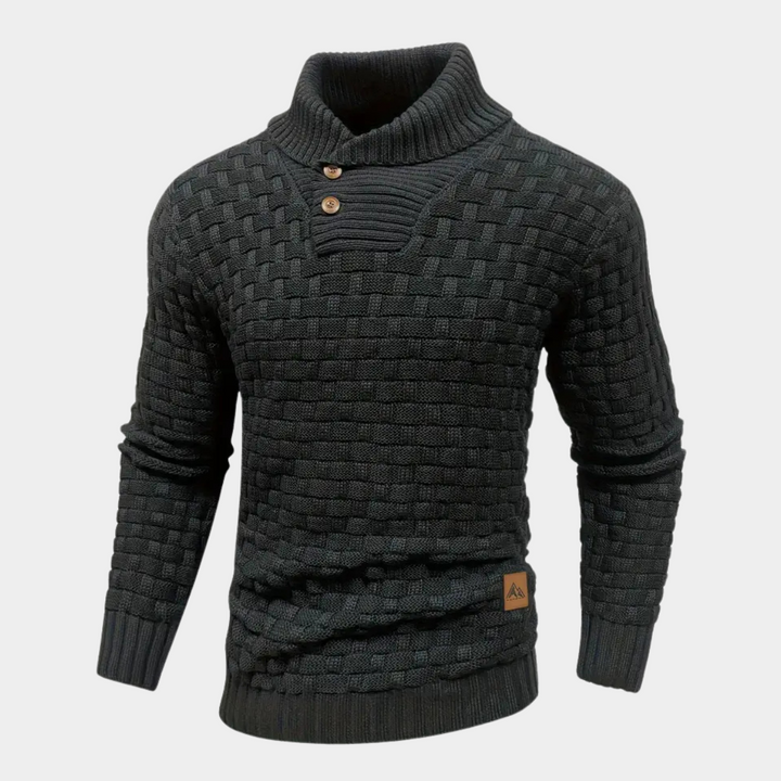 Men's Braided Texture Stand Collar Sweater