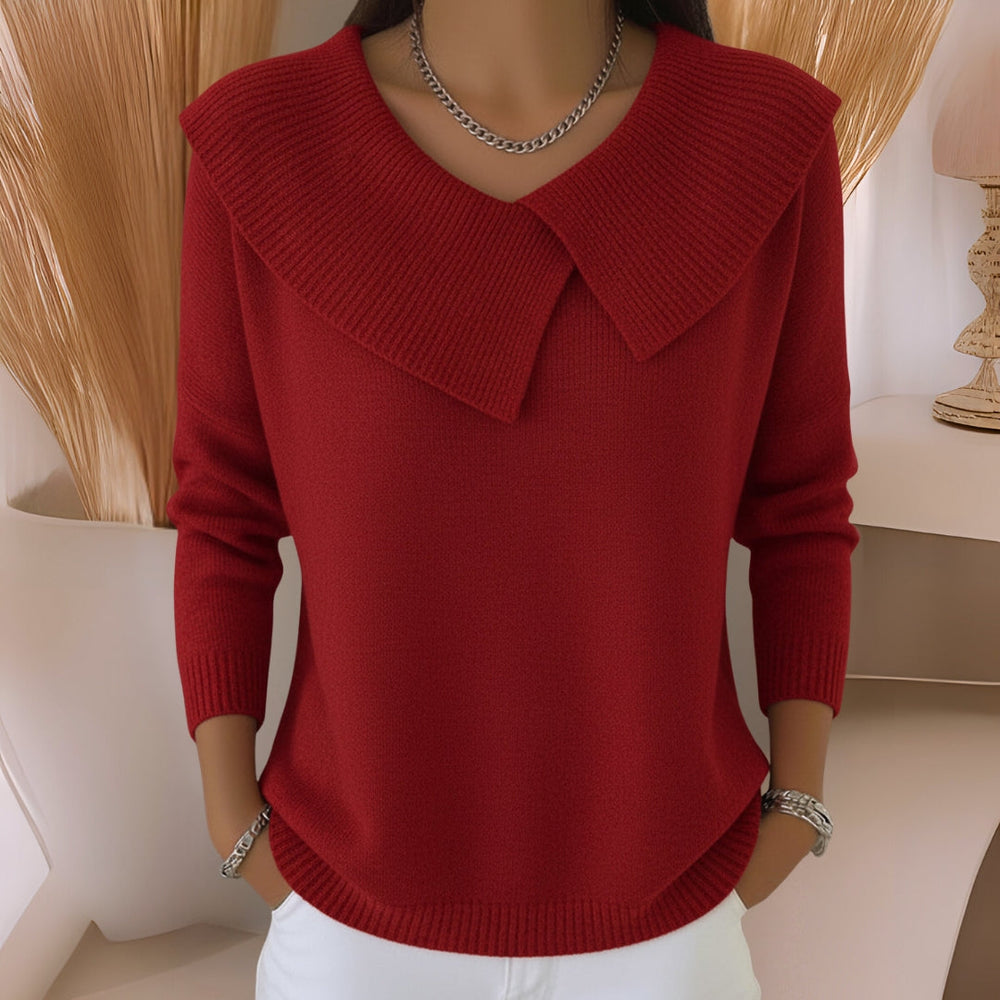 Women's Pleated Collar Knit Sweater
