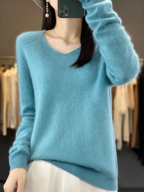 Women's V Neck Knit Sweater