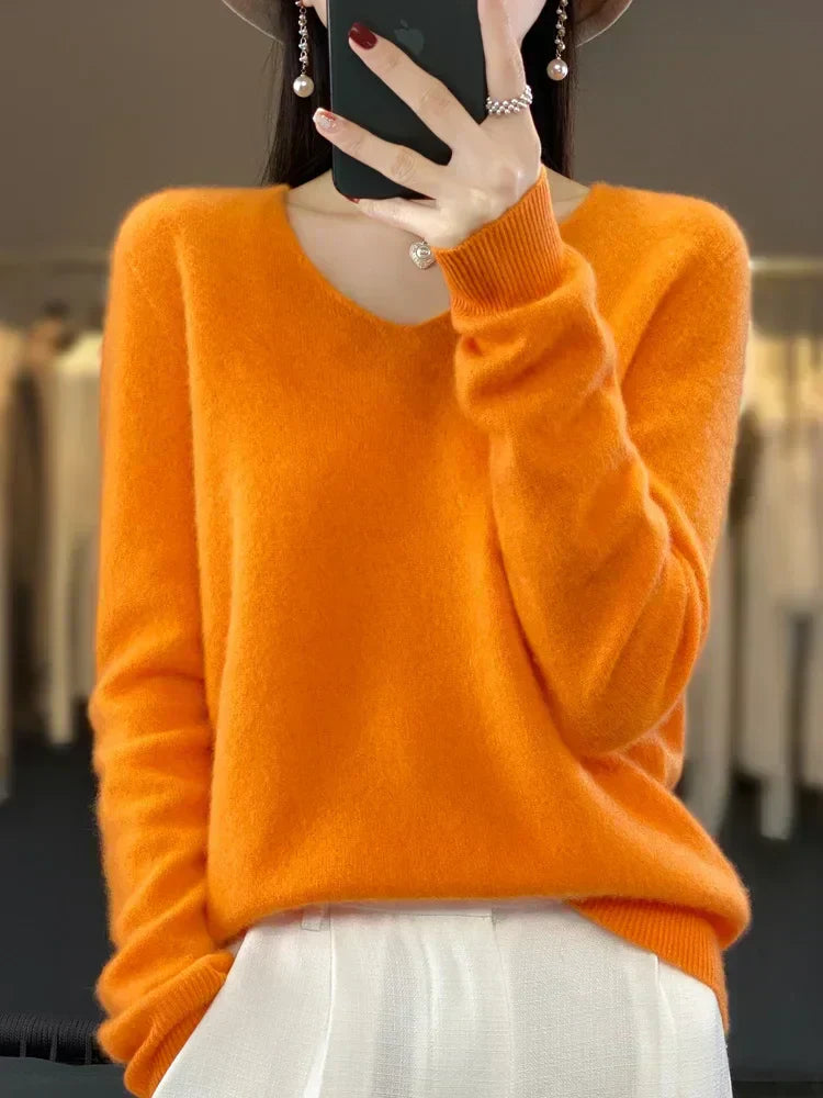 Women's V Neck Knit Sweater