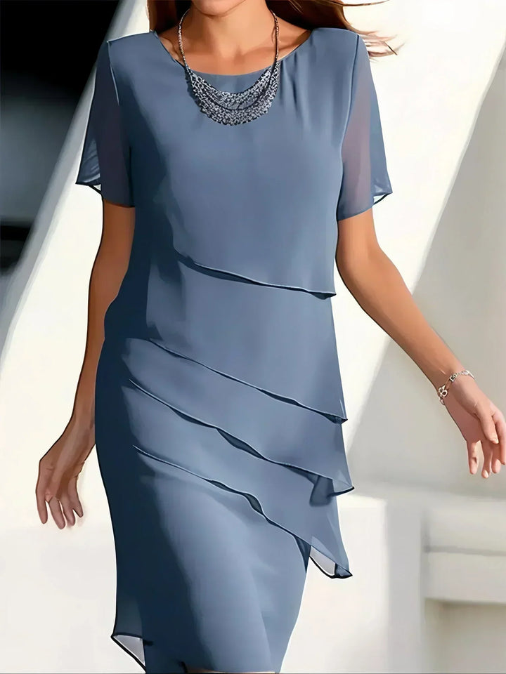 Women's Layered Short Sleeve Midi Dress