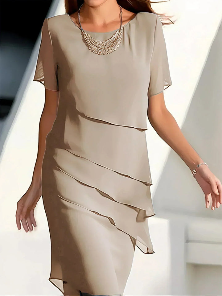 Women's Layered Short Sleeve Midi Dress